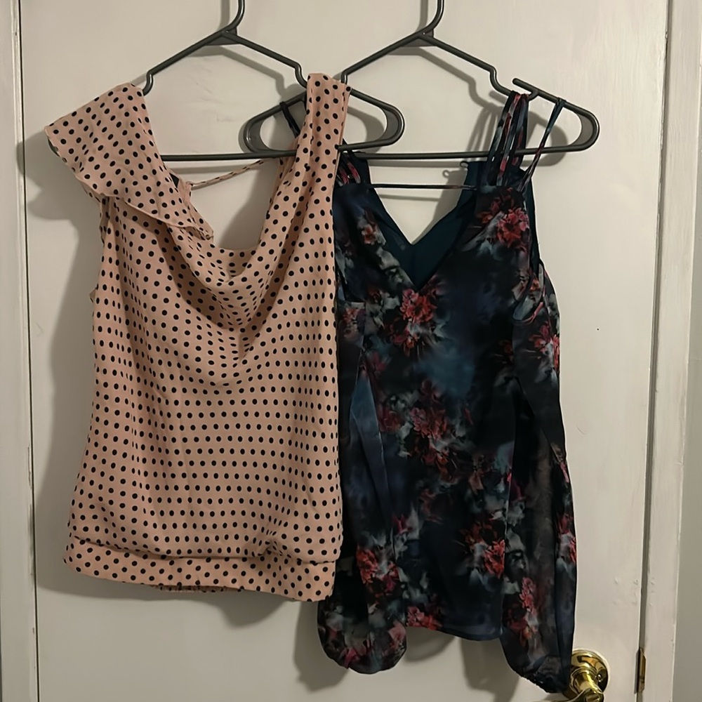 SOLD : ( just sold ) Two Pcs BeBe blouses Small 
Off-shoulder